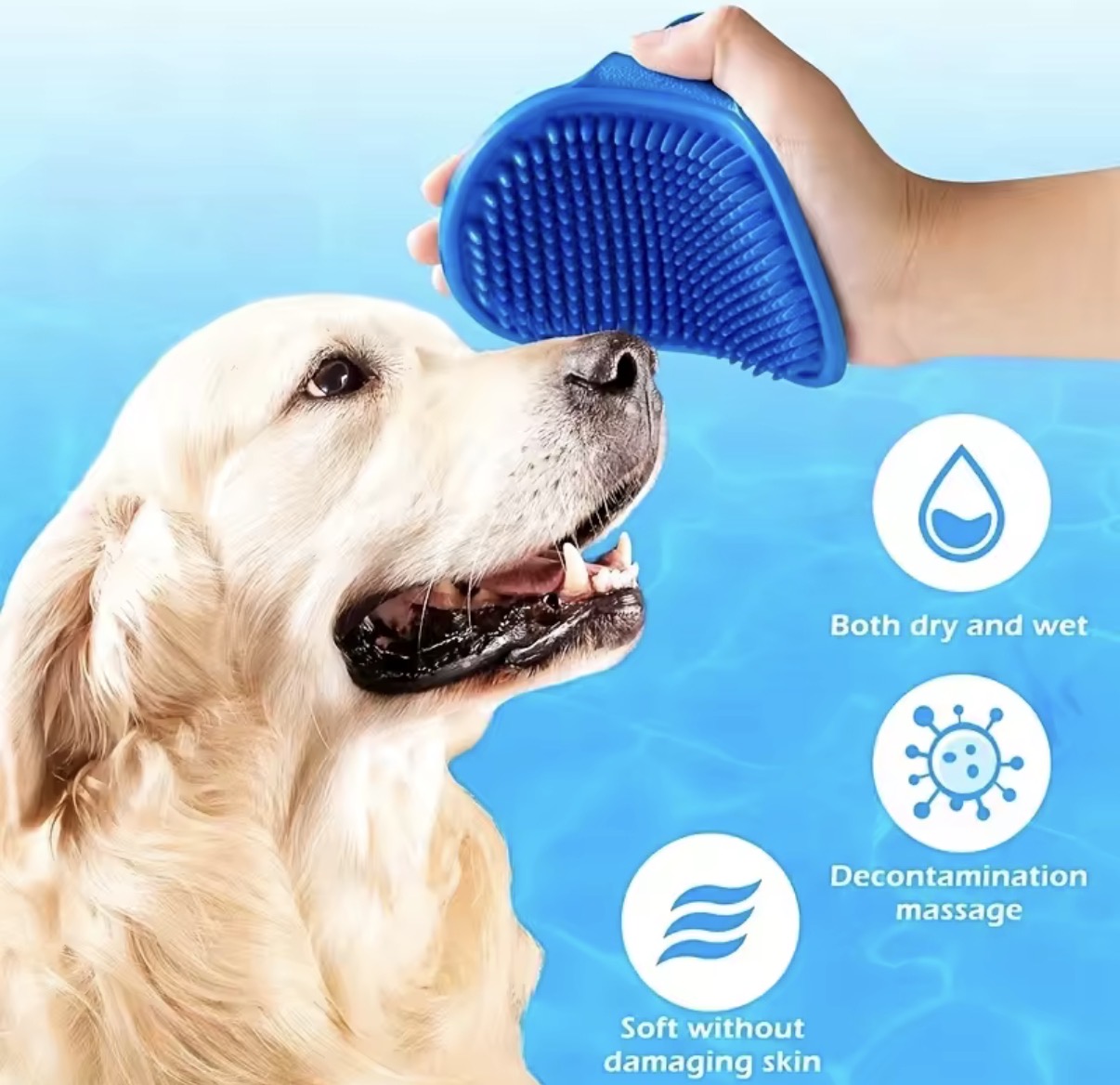 Dog NEW Grooming Pet Shampoo Brush I Soothing Massage Rubber Bristles