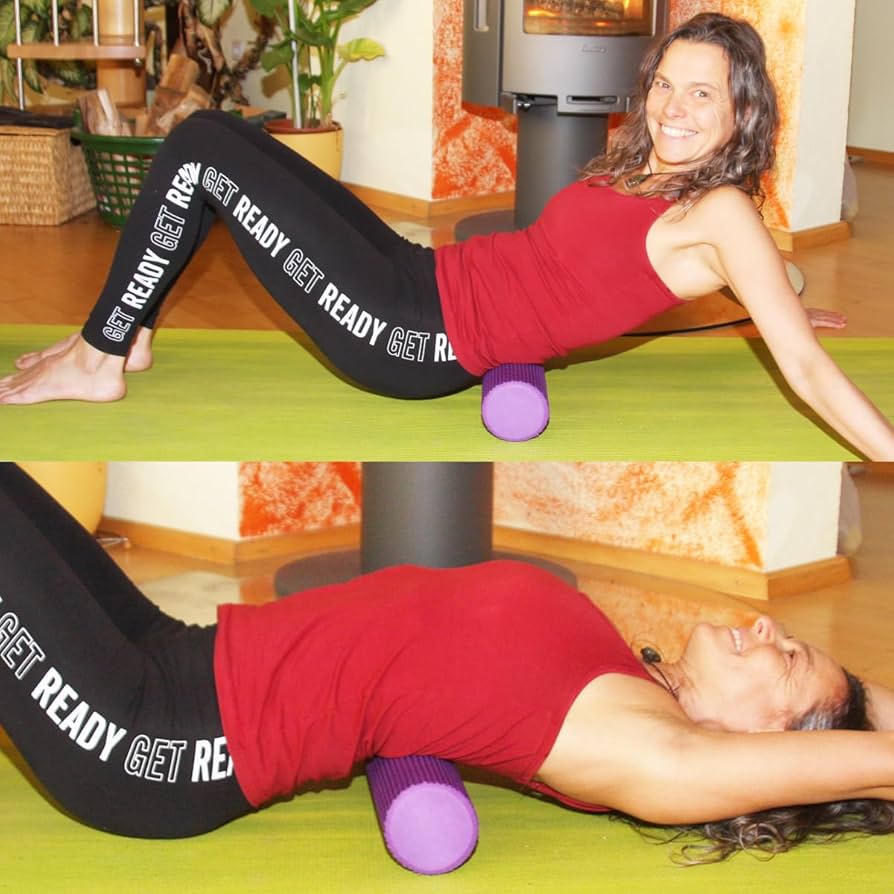 Problems Solved foam roller 3.75-inch diameter x 16.5-inch length for leg and back muscle recovery, textured surface for massage.