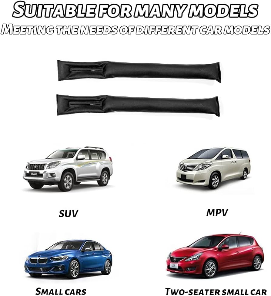 2 Piece Car Seat Gap Plug, Car Seat Gap Filler, Gap Filler Car Gap, Black, 46 x 7 cm