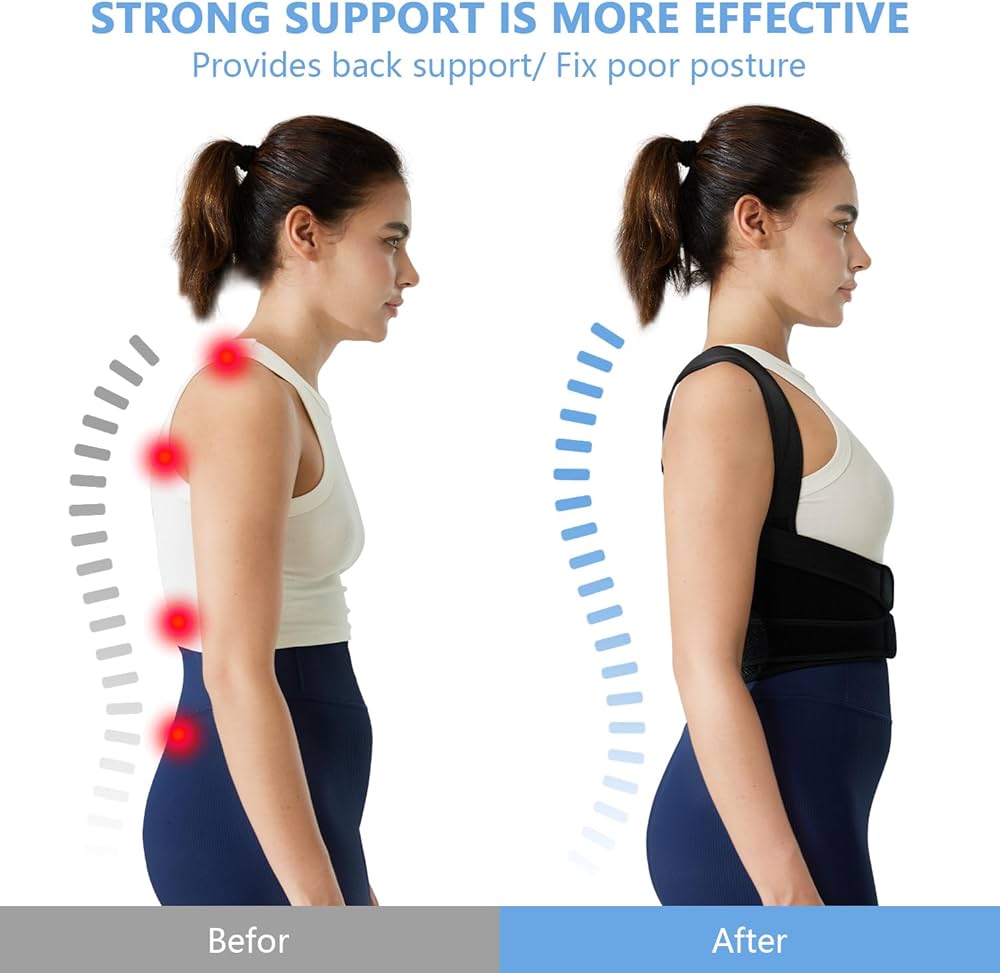 Back Brace, Posture Corrector for Women and Men, Adjustable Full Back Support