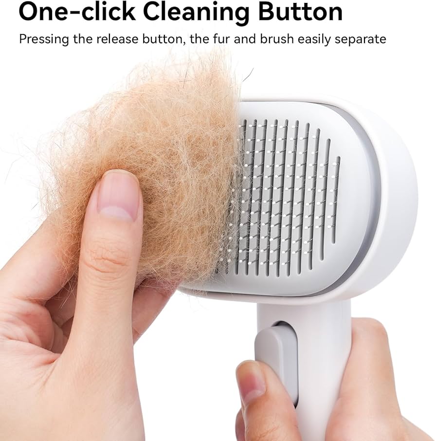 Cat Brush with Release Button, Cat Grooming Brush for Long or Semi-Short Haired Cats