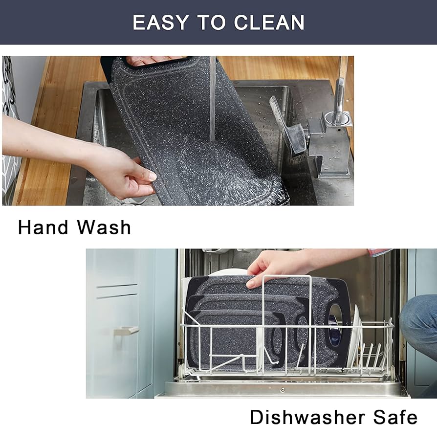 Problems Solved chopping boards set featuring six different cutting boards in various sizes and colors for kitchen prep.