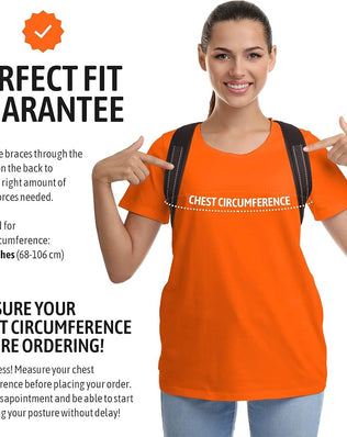 Problems Solved posture corrector for men and women, upper back brace with clavicle support, worn to improve posture and back alignment.
