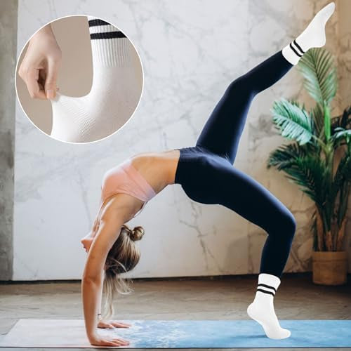 Problems Solved women's non-slip yoga socks with anti-skid grip, long design for yoga, barre, ballet, and dance activities.