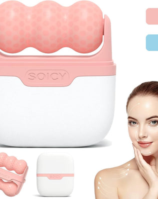 Ice Roller for Face and Eyes - Facial Skin Care Tools with 2 in 1 Face Roller and Travel Case
