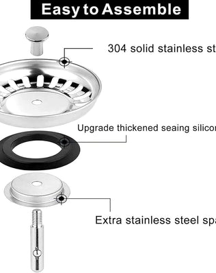 2 Pack Kitchen Sink Plug Strainer, Stainless Steel Sink Plug Replacement