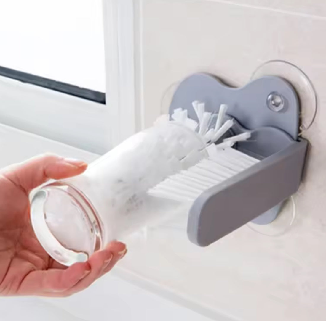 2-in-1 Suction Cup Glass & Bottle Scrubber for Sink - Problems Solved