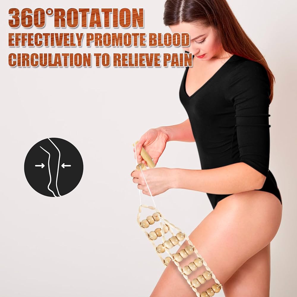 Problems Solved wood therapy massage tool for cellulite, professional self-massage tool with wooden handles and ergonomic design.