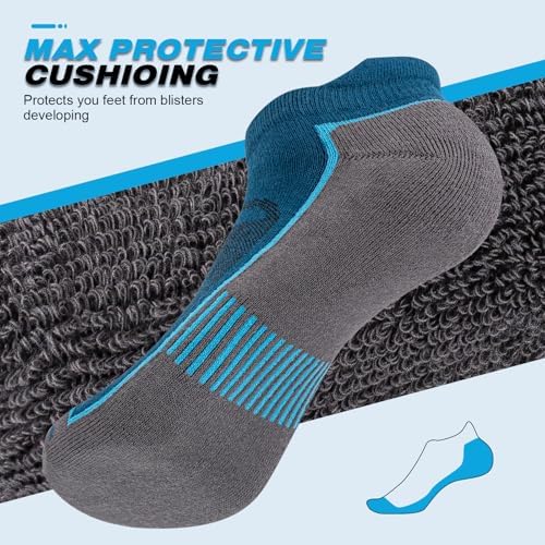 Men's running socks from Problems Solved with thick cushioning, ankle support, and anti-blister cotton for sports and training.