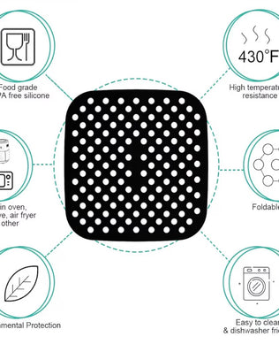 Problems Solved 8.5-inch square silicone air fryer liners, reusable non-stick mats designed for easy cooking cleanup