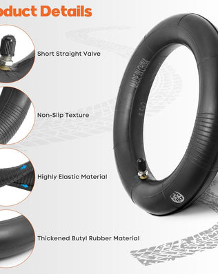 Problems Solved 8.5-inch electric scooter inner tube, black rubber with valve stem, suitable for various scooter models.