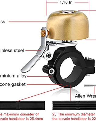 Bike Bells Adults Kids, Full-Metal Bike Bell for 22.2-31.8mm Bicycle Handlebars