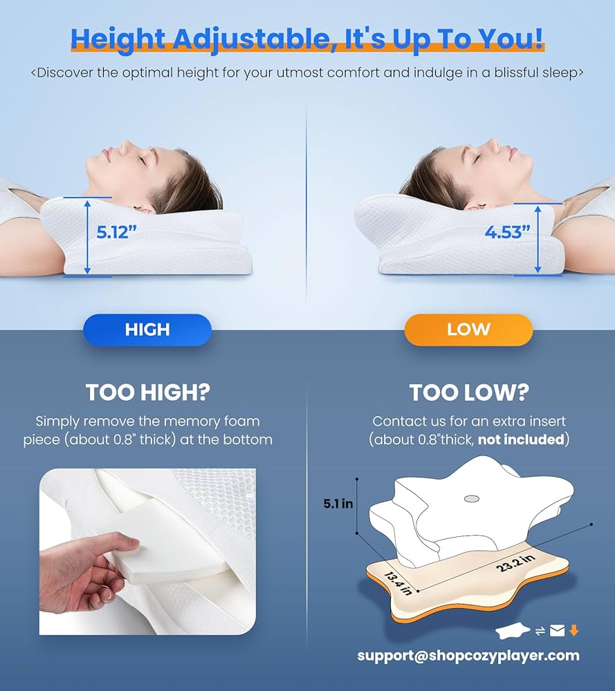 Ultra Pain Relief Cooling Pillow for Neck Support, Adjustable Cervical Pillow Cozy Sleeping