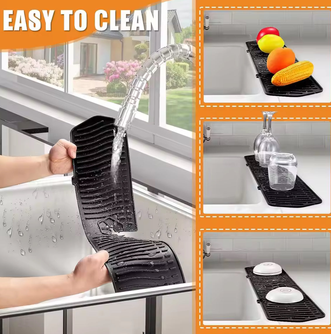 Long Silicone Sink Faucet Splash Guard Mat 2PCS - Problems Solved