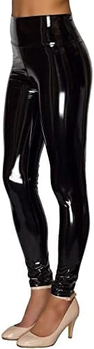 Women mirror faux patent leather leggings with a shiny, reflective finish and stretch fit from Problems Solved.