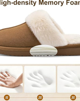 Women's Fuzzy Memory Foam Slippers Fluffy Winter House Shoes Indoor and Outdoor
