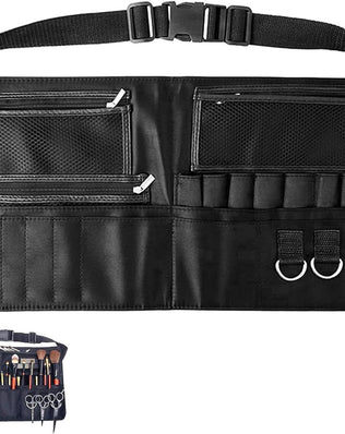 Problems Solved makeup brush cosmetic bag with organizer compartments, designed for artists and makeup enthusiasts.