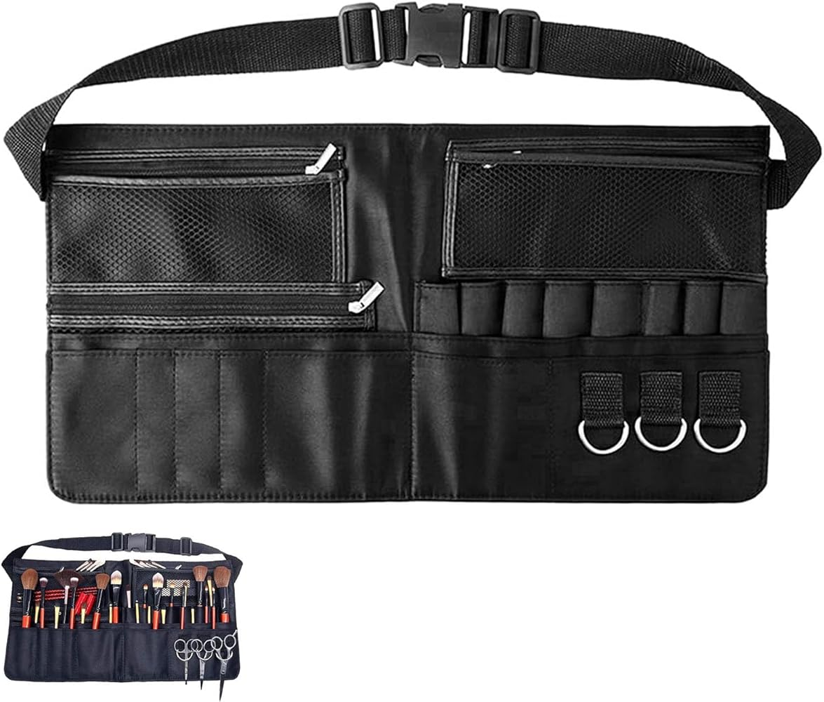 Problems Solved makeup brush cosmetic bag with organizer compartments, designed for artists and makeup enthusiasts.