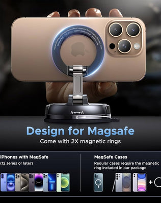 Problems Solved UGREEN MagSafe car mount with 2500gf magnetic phone holder, suction cup, and 360° rotation.