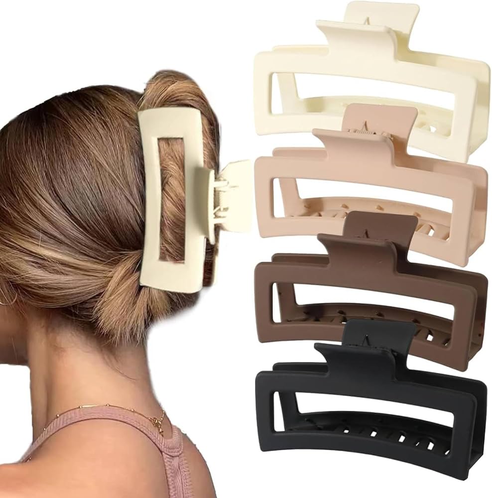 4 PCS Extra Large Claw Clips, 5 Inch Jumbo Large Hair Clips for Thick, Long, Curly Hair