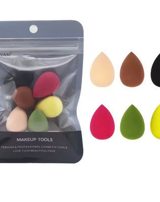 Set of 6 Problems Solved mini makeup sponges for foundation and powder, small beauty blender blenders for flawless application