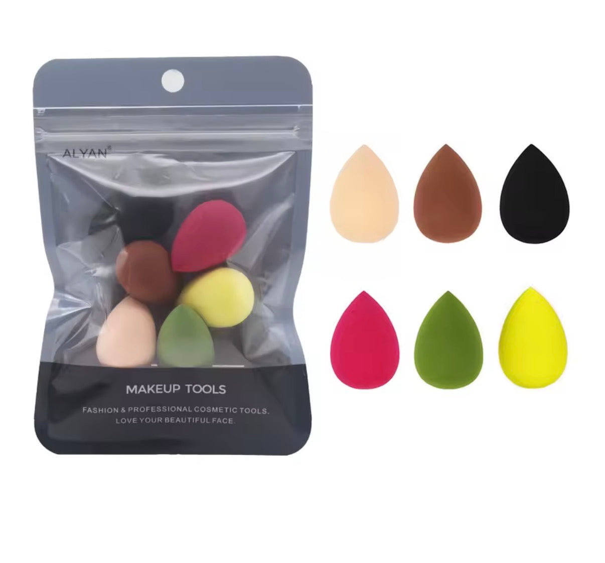 Set of 6 Problems Solved mini makeup sponges for foundation and powder, small beauty blender blenders for flawless application