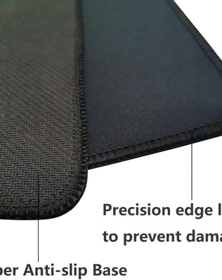 Pure black Problems Solved mouse mat with anti-slip rubber base, 350x300mm size, 3mm thick for smooth, stable computer use.