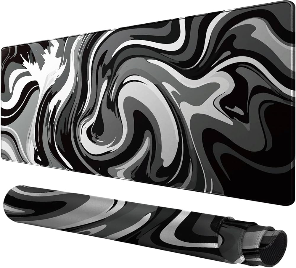 Large Problems Solved gaming mouse mat on desk, 800x400 mm size with textured surface for smooth mouse movement.