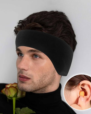 Problems Solved cotton sleep mask with adjustable fit and ear plugs, designed to block light for a comfortable night's sleep.