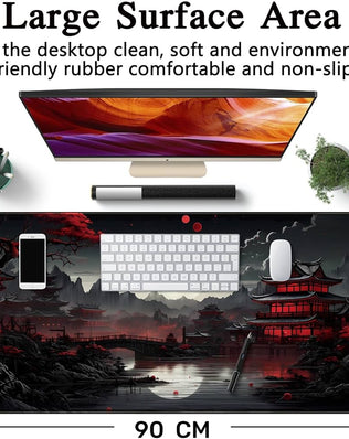 LeKuni large gaming mouse pad by Problems Solved, XXL size 900x400mm with stitched edges, suitable for gaming setups.