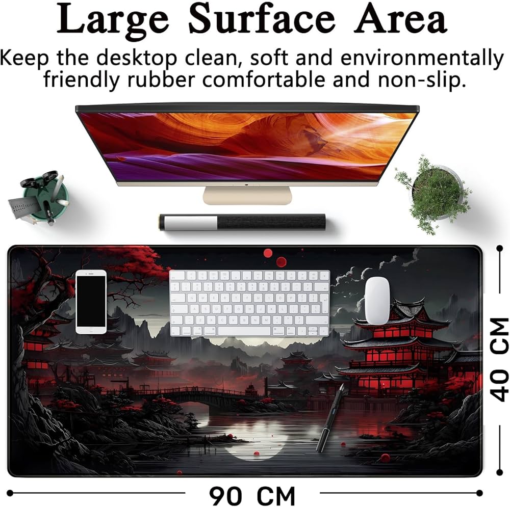 LeKuni large gaming mouse pad by Problems Solved, XXL size 900x400mm with stitched edges, suitable for gaming setups.