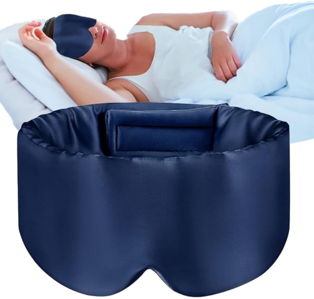 Problems Solved natural silk sleep mask with adjustable strap, soft eye mask for women and men, ideal for restful sleep