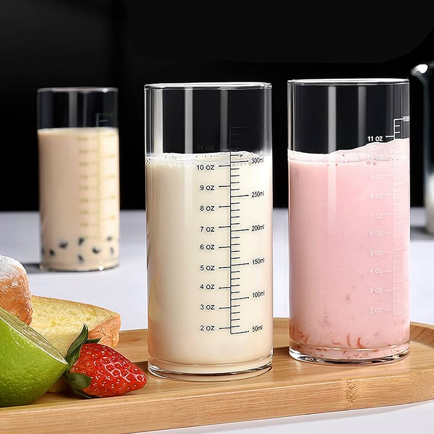 Problems Solved 350ML glass measuring cup with double scale, heat and cold resistant borosilicate glass, clear and durable design
