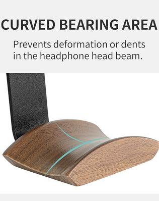Problems Solved walnut headset holder with 6cm wide headrest, headphone stand, 3M tape and screw for secure mounting.