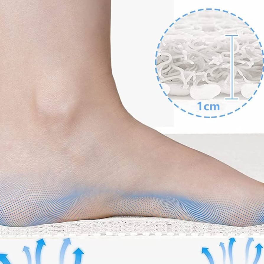 Problems Solved non-slip shower bath mat with loofah texture, 60x90cm, designed for inside shower to prevent slipping and enhance comfort.