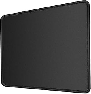 Problems Solved black mouse mat with anti-slip rubber base, 350x300mm, 3mm thick, designed for smooth mouse movement.