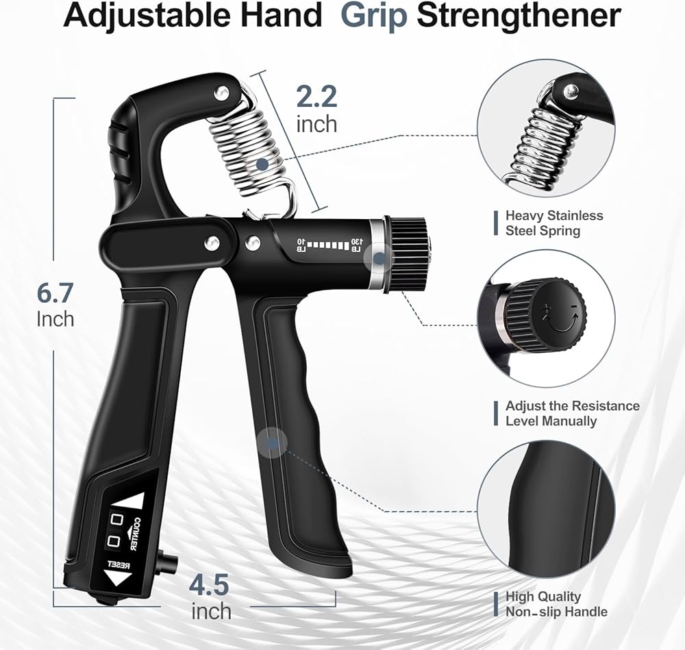 Grip Strength Trainer Kits (5 Pack), Forearm Strengthener with Adjustable Resistance