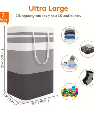 Extra Large Waterproof Laundry Hamper with Extended Handle - Foldable
