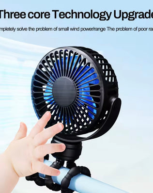 Problems Solved mini portable pram fan, rechargeable clip-on stroller fan with detachable blades, compact and lightweight for easy use