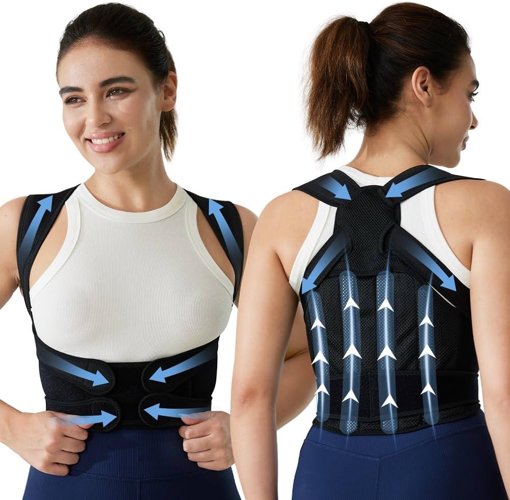 Back Brace, Posture Corrector for Women and Men, Adjustable Full Back Support