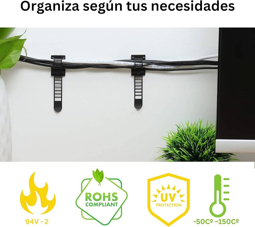 Pack of 25 3M Quality Self Adhesive Cable Organizer, Cable Organizer for Desk