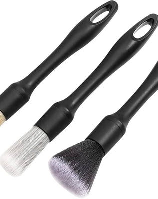 3pcs Car Detailing Brushes Set Soft Auto Detailing Brush Kit Interchangeable Different Sized