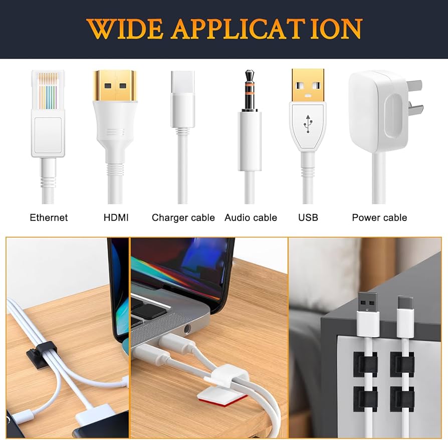 50 Pcs Self Adhesive Cable
Management Clips, Cable Organizers Sticky Wire Clips