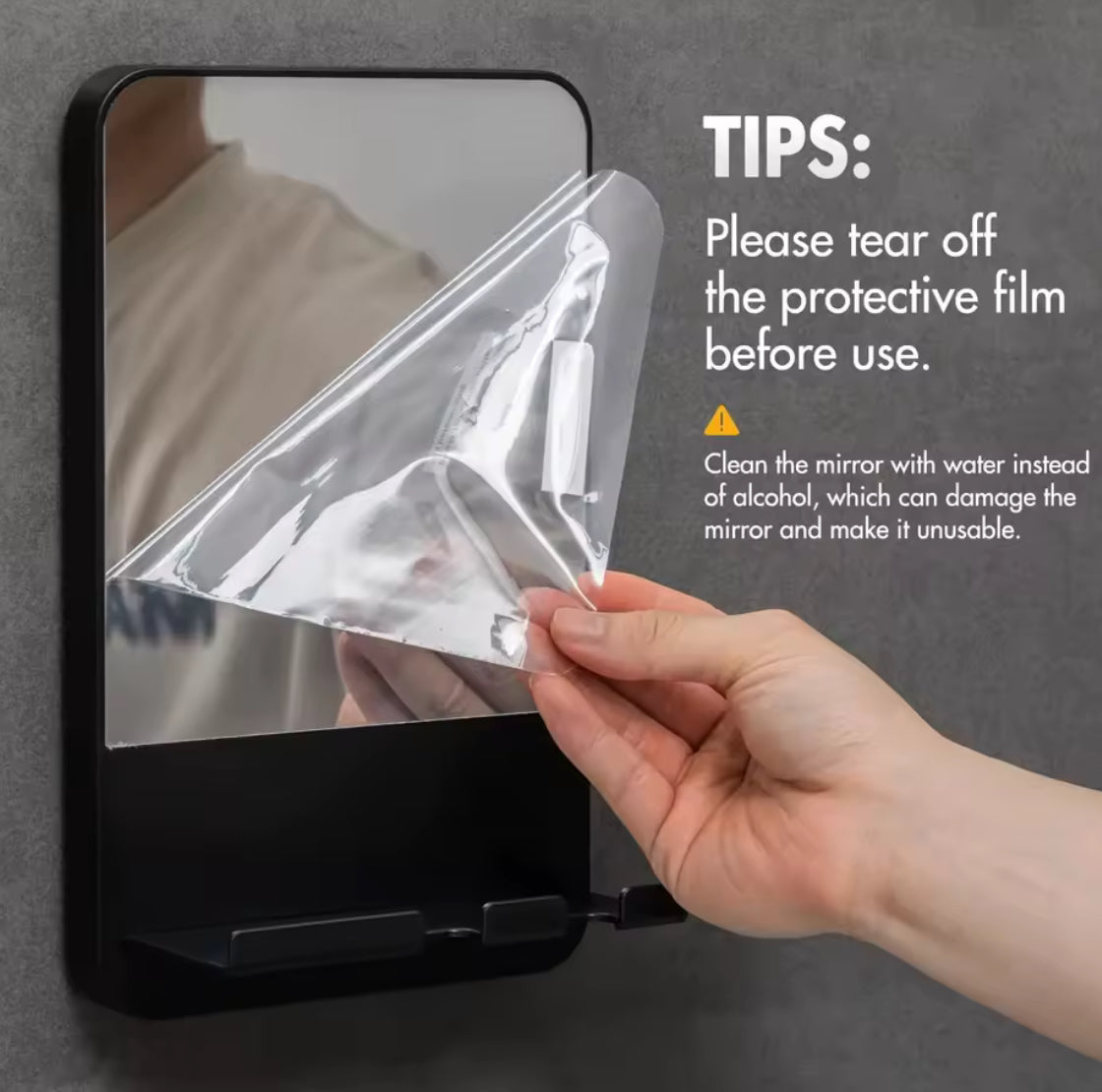 Shower Shaving Mirror with Storage Tray, with Razor Holder, Suction Cup Removable - Problems Solved
