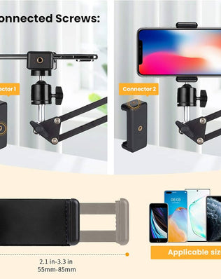 Problems Solved overhead tripod portable electronic mount with articulating arm and phone holder for video recording.