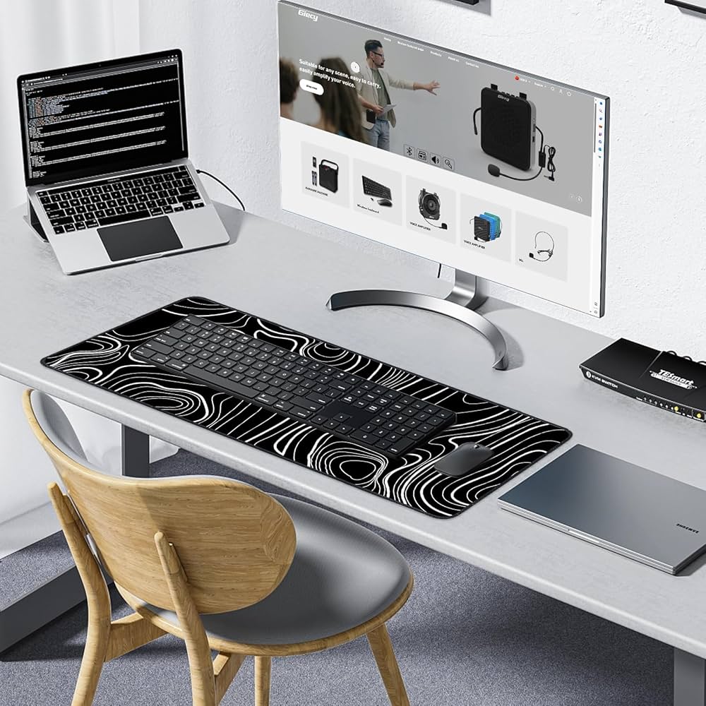 Problems Solved gaming mouse mat XXL, large 800x300mm desk mat with non-slip rubber for smooth, precise mouse movement.