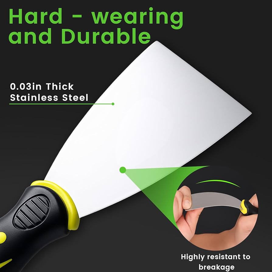 Problems Solved 5-in-1 caulking gun kit with caulk removal tool and putty knife, professional-grade hand tools for sealing and finishing.