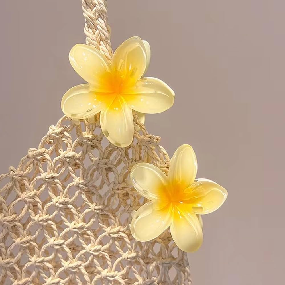 6 pcs Color Flower Hair Clips, 3.14 inches Large Hawaiian Flower Claw Clip for Women
