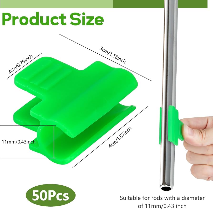 Pack of 50 Greenhouse Clamps, Diameter 11 mm Polytunnel Clip, Garden Plant Clips