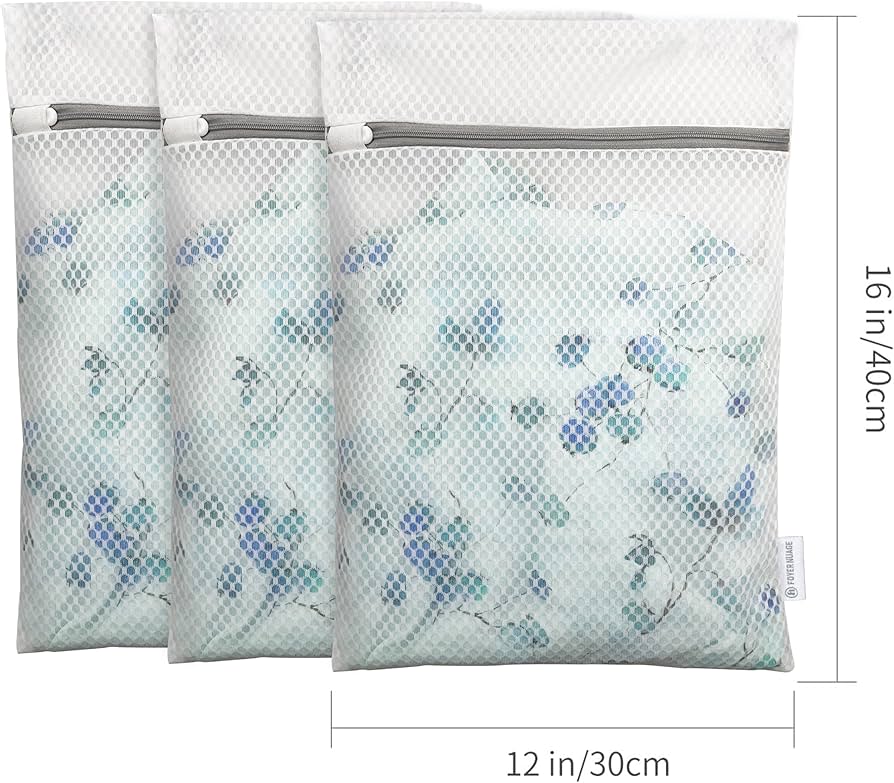 Three mesh laundry bags with zippers for delicates and socks, compact small laundry bags by Problems Solved